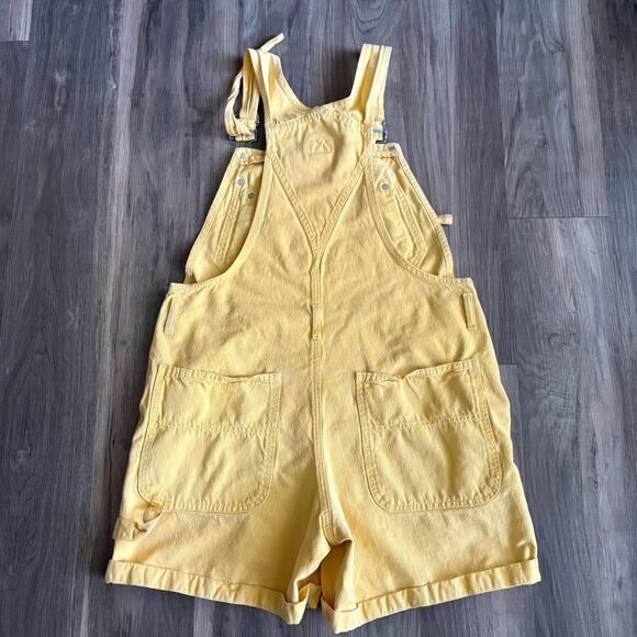 Vintage Calvin Klein Bib Overalls Shorts Women's Size M Yellow 1990s - Picture 8 of 8